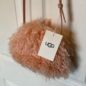 Ugg Purse Mongolian Pom Pom Crossbody in Peach